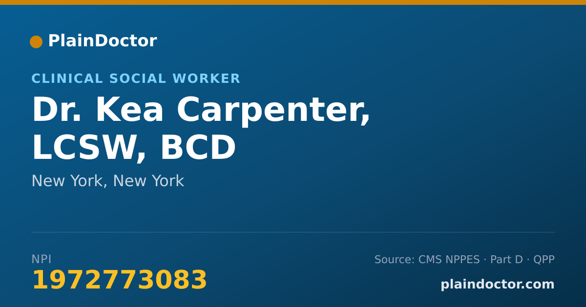 Shareable card for Kea Carpenter, LCSW, BCD - Clinical Social Worker, New York, NY