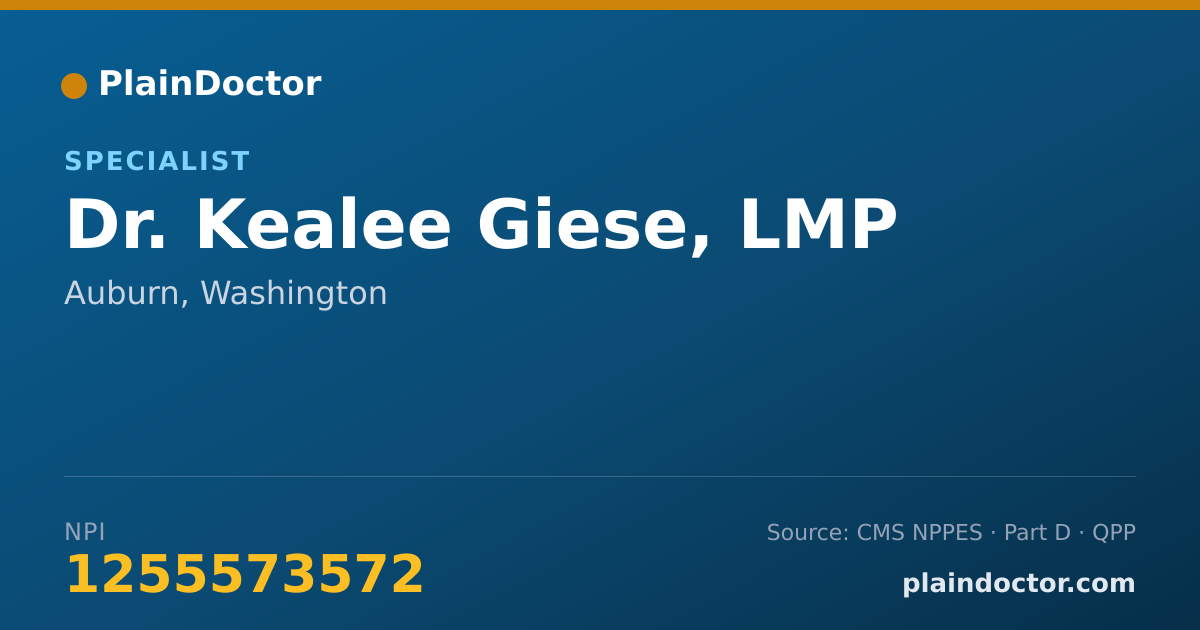 Shareable card for Kealee Giese, LMP - Specialist, Auburn, WA