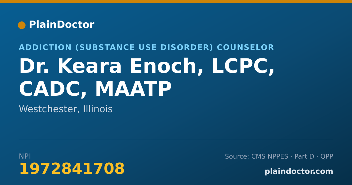 Shareable card for Keara Enoch, LCPC, CADC, MAATP - Addiction (Substance Use Disorder) Counselor, Westchester, IL