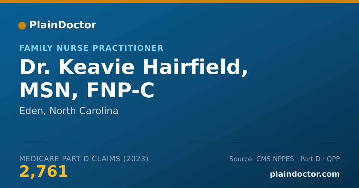 Shareable card for Keavie Hairfield, MSN, FNP-C - Family Nurse Practitioner, Eden, NC