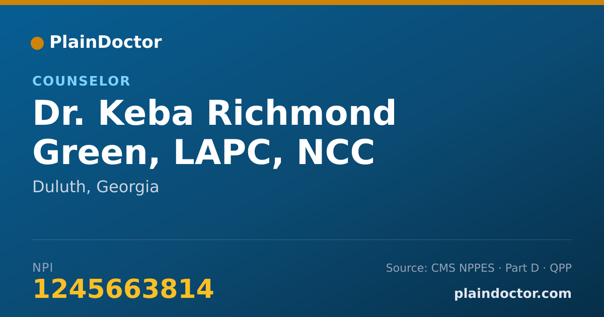 Shareable card for Keba Richmond Green, LAPC, NCC - Counselor, Duluth, GA