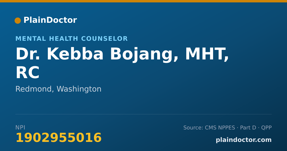 Shareable card for Kebba Bojang, MHT, RC - Mental Health Counselor, Redmond, WA