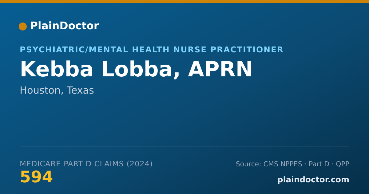 Shareable card for Kebba Lobba, APRN - Psychiatric/Mental Health Nurse Practitioner, Houston, TX