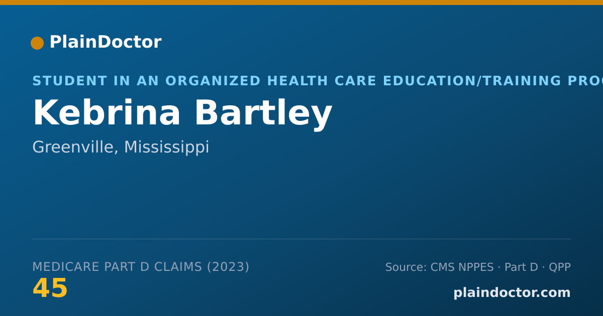 Shareable card for Kebrina Bartley - Student in an Organized Health Care Education/Training Program, Greenville, MS