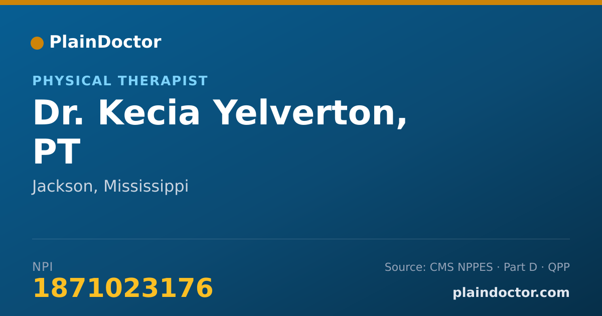 Shareable card for Kecia Yelverton, PT - Physical Therapist, Jackson, MS