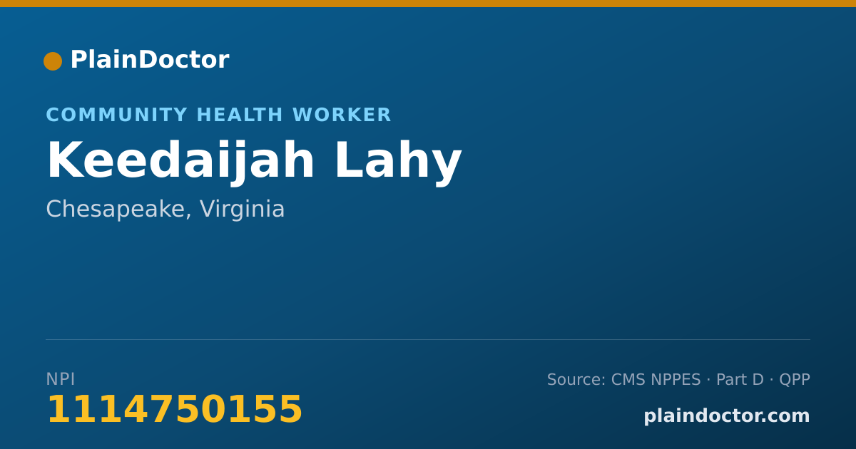 Shareable card for Keedaijah Lahy - Community Health Worker, Chesapeake, VA