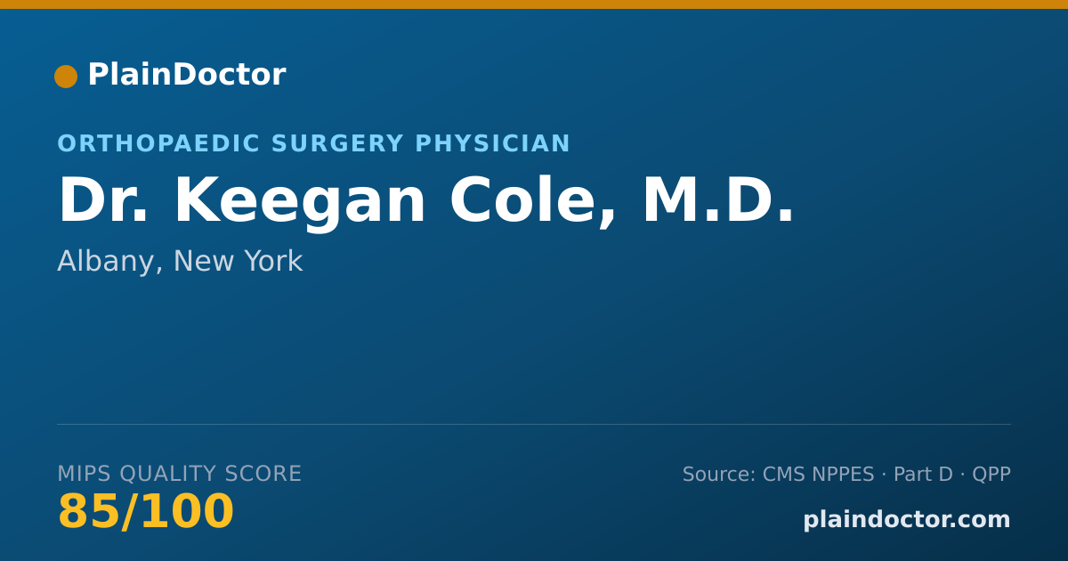 Shareable card for Keegan Cole, M.D. - Orthopaedic Surgery Physician, Albany, NY