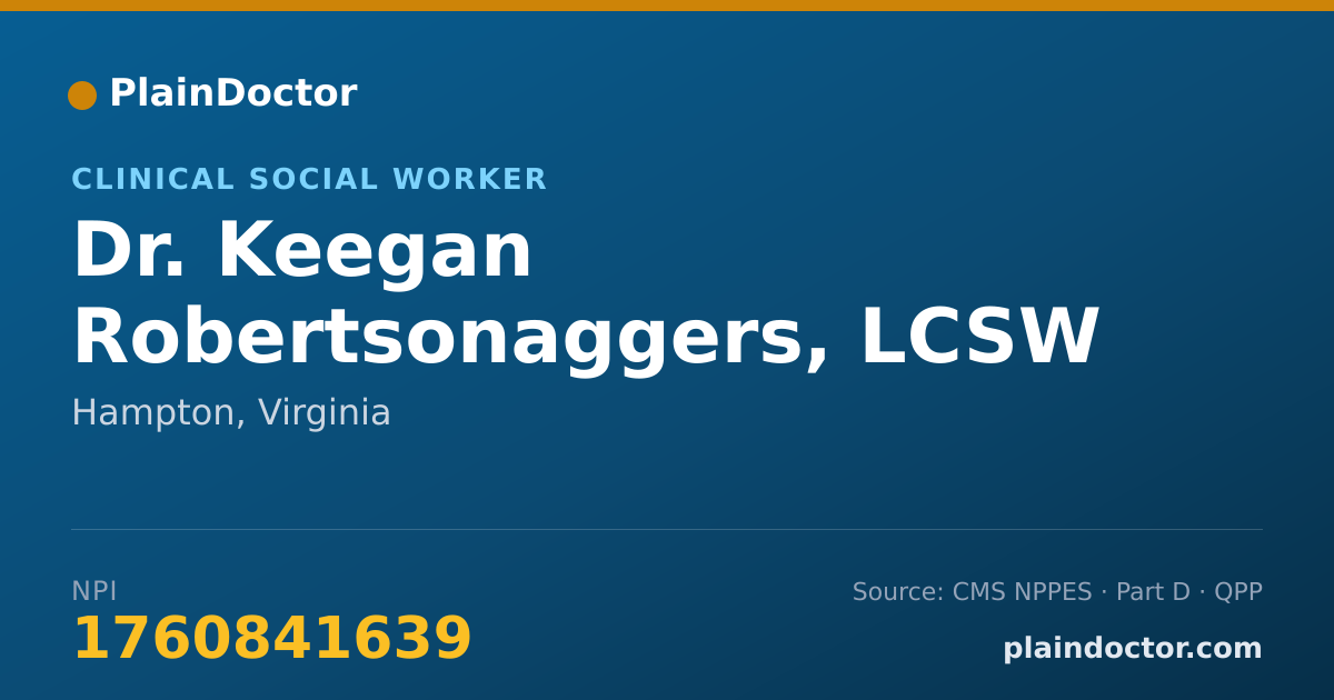 Shareable card for Keegan Robertsonaggers, LCSW - Clinical Social Worker, Hampton, VA