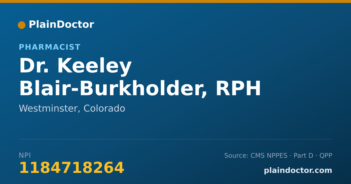Shareable card for Keeley Blair-Burkholder, RPH - Pharmacist, Westminster, CO