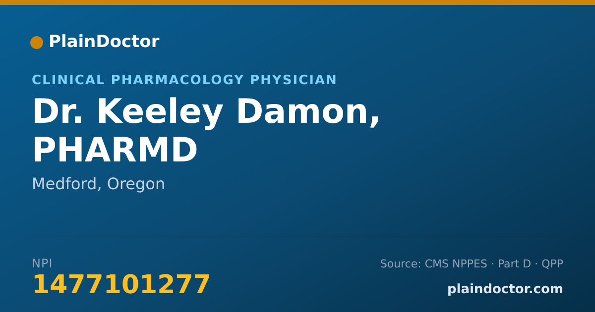 Shareable card for Keeley Damon, PHARMD - Clinical Pharmacology Physician, Medford, OR