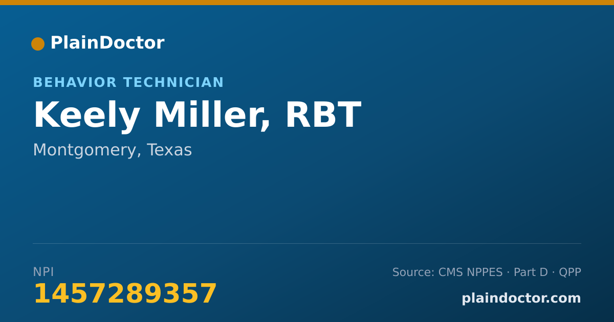 Shareable card for Keely Miller, RBT - Behavior Technician, Montgomery, TX