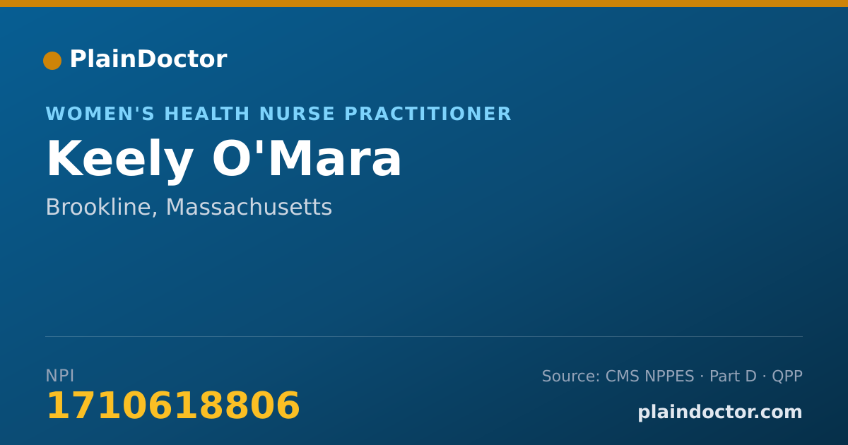 Shareable card for Keely O'Mara - Women's Health Nurse Practitioner, Brookline, MA