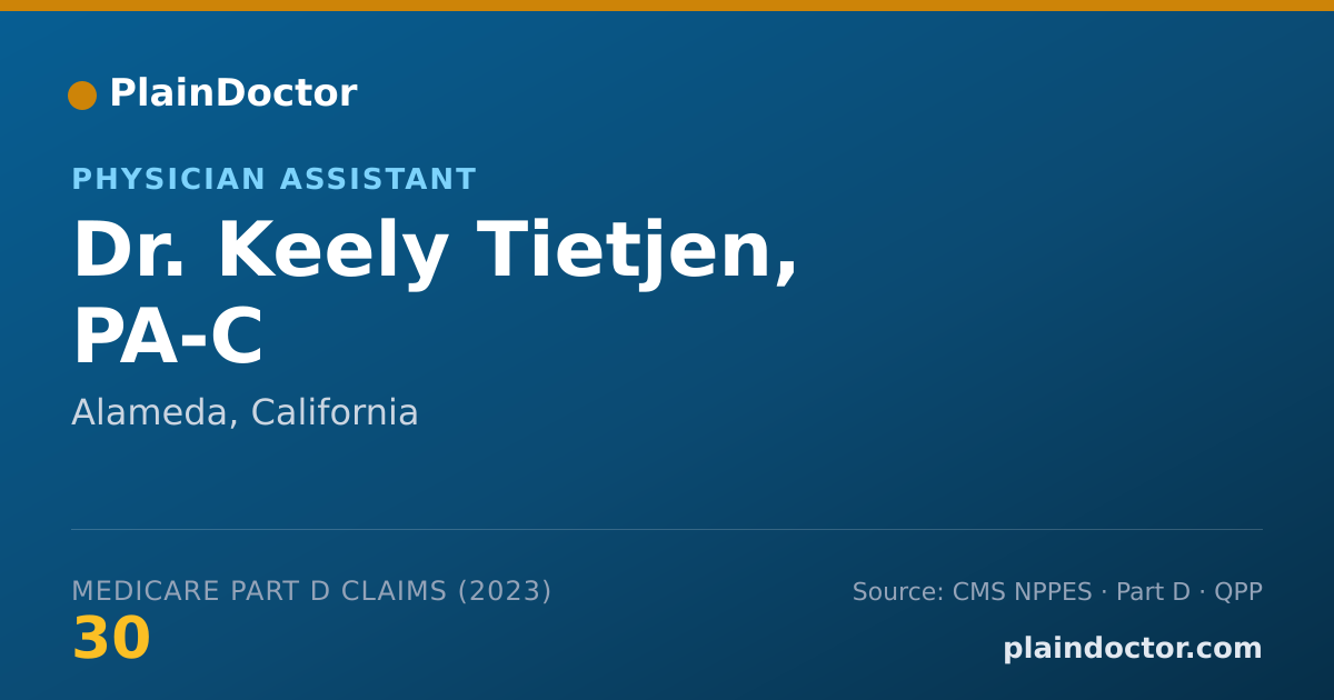 Shareable card for Keely Tietjen, PA-C - Physician Assistant, Alameda, CA
