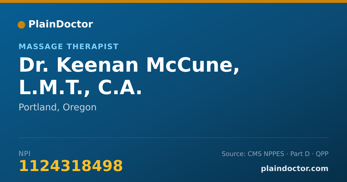 Shareable card for Keenan McCune, L.M.T., C.A. - Massage Therapist, Portland, OR