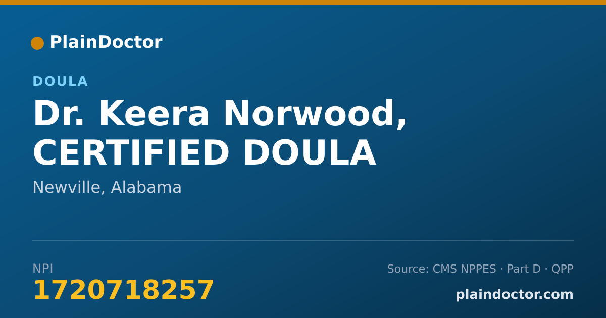 Shareable card for Keera Norwood, CERTIFIED DOULA - Doula, Newville, AL