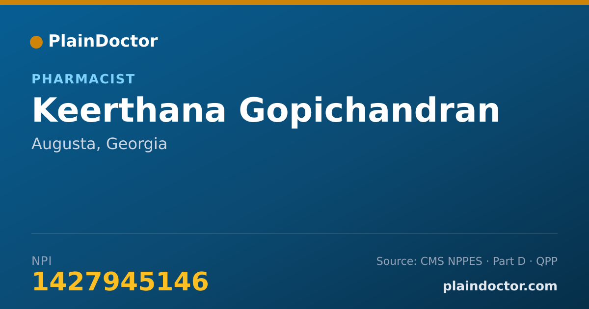 Shareable card for Keerthana Gopichandran - Pharmacist, Augusta, GA
