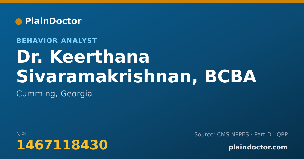 Shareable card for Keerthana Sivaramakrishnan, BCBA - Behavior Analyst, Cumming, GA