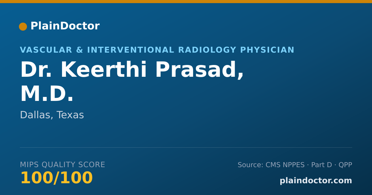 Shareable card for Keerthi Prasad, M.D. - Vascular & Interventional Radiology Physician, Dallas, TX
