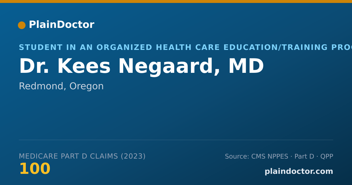 Shareable card for Kees Negaard, MD - Student in an Organized Health Care Education/Training Program, Redmond, OR