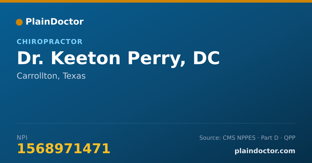 Shareable card for Keeton Perry, DC - Chiropractor, Carrollton, TX
