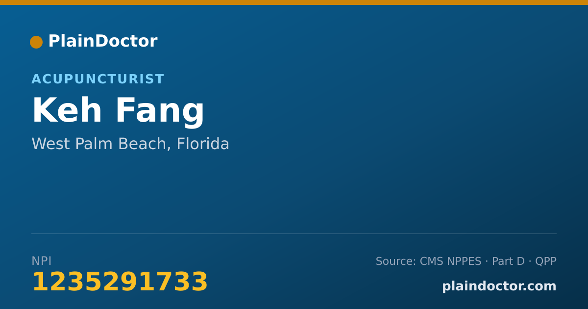 Shareable card for Keh Fang - Acupuncturist, West Palm Beach, FL