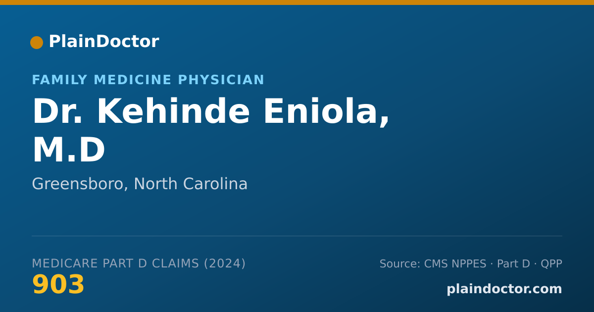 Shareable card for Kehinde Eniola, M.D - Family Medicine Physician, Greensboro, NC