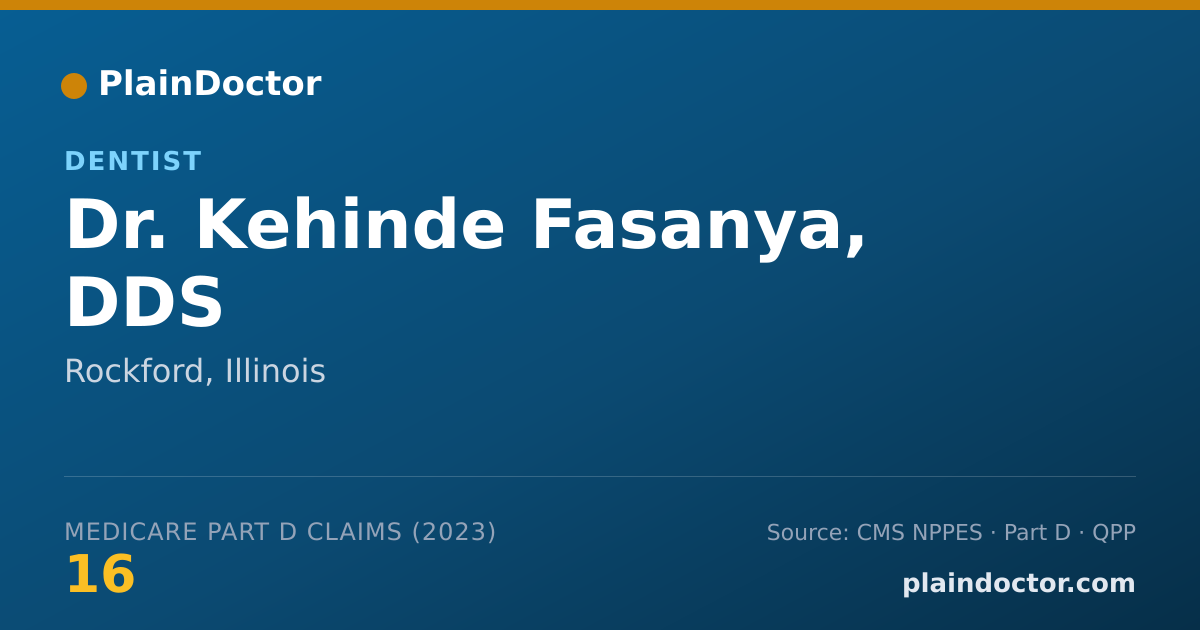 Shareable card for Kehinde Fasanya, DDS - Dentist, Rockford, IL