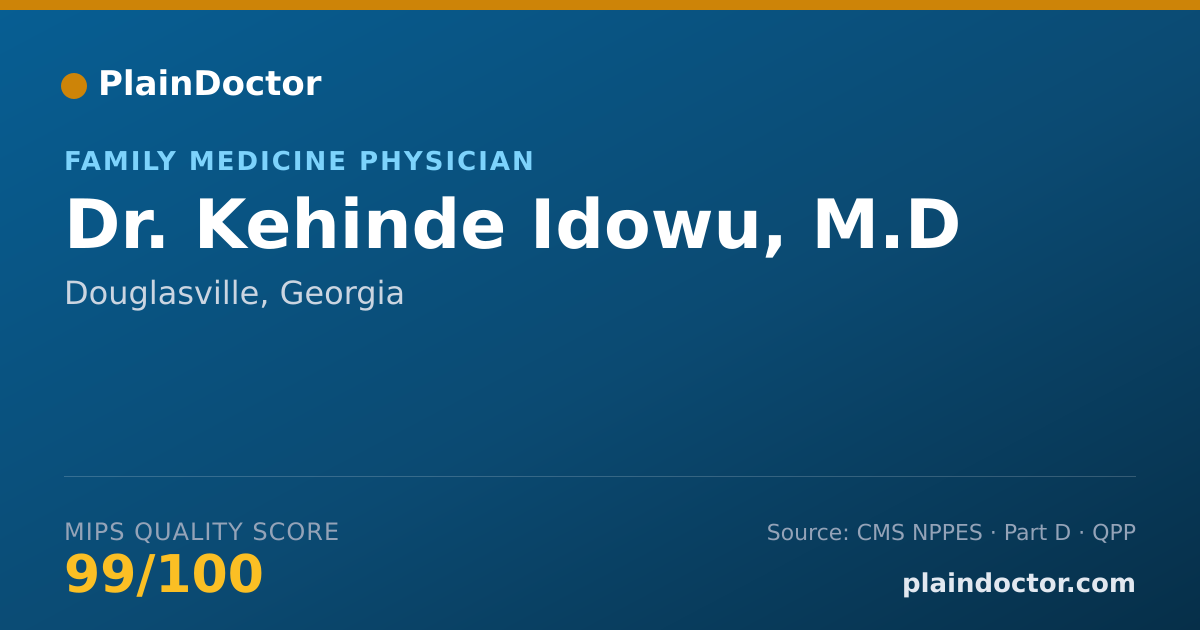 Shareable card for Kehinde Idowu, M.D - Family Medicine Physician, Douglasville, GA