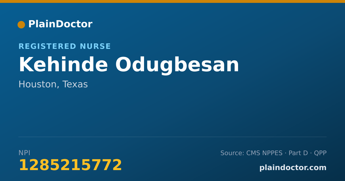 Shareable card for Kehinde Odugbesan - Registered Nurse, Houston, TX