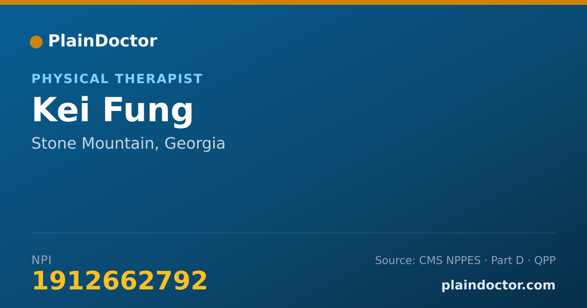 Shareable card for Kei Fung - Physical Therapist, Stone Mountain, GA