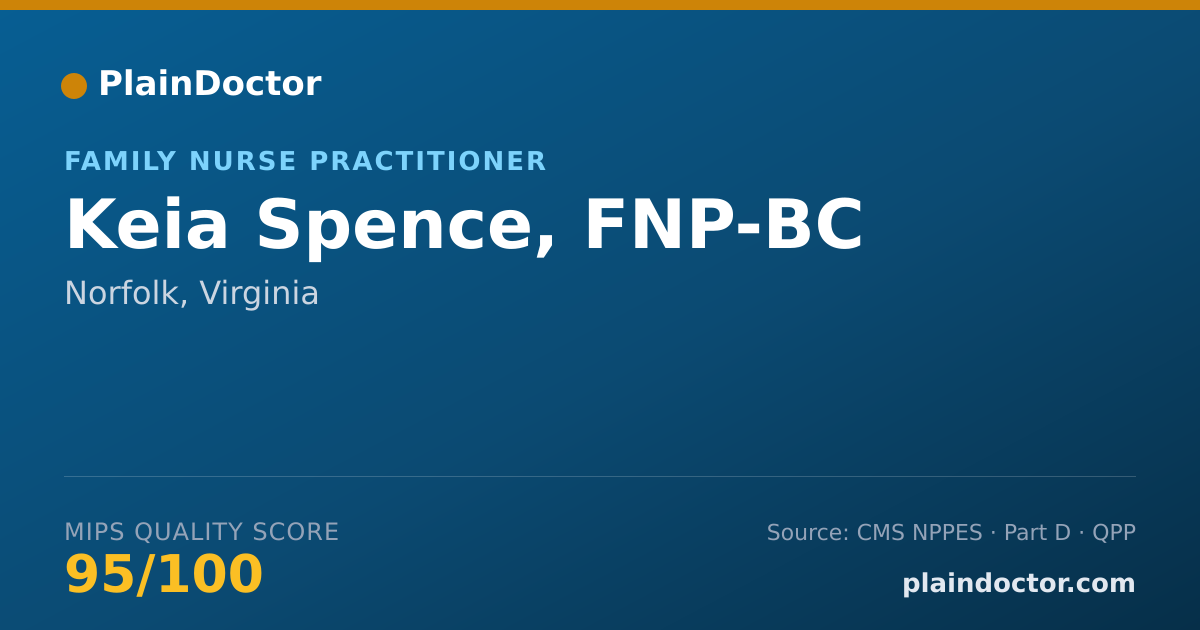 Shareable card for Keia Spence, FNP-BC - Family Nurse Practitioner, Norfolk, VA