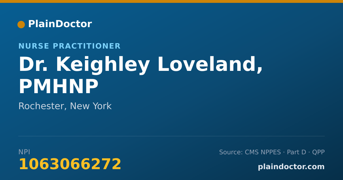 Shareable card for Keighley Loveland, PMHNP - Nurse Practitioner, Rochester, NY
