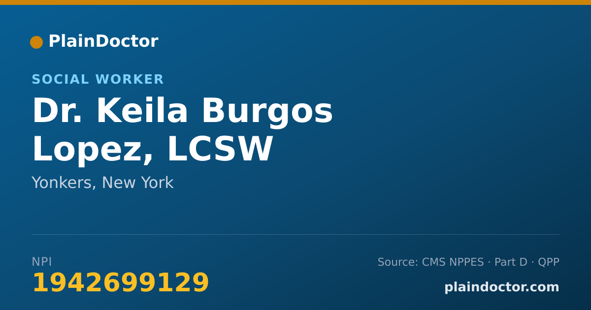 Shareable card for Keila Burgos Lopez, LCSW - Social Worker, Yonkers, NY