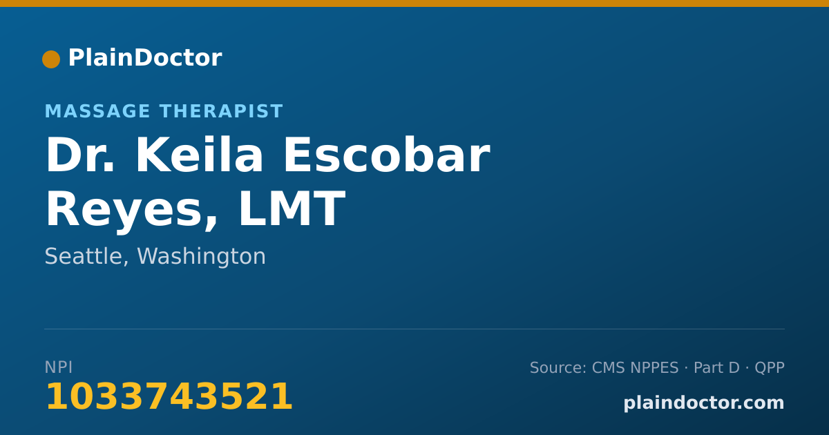 Shareable card for Keila Escobar Reyes, LMT - Massage Therapist, Seattle, WA