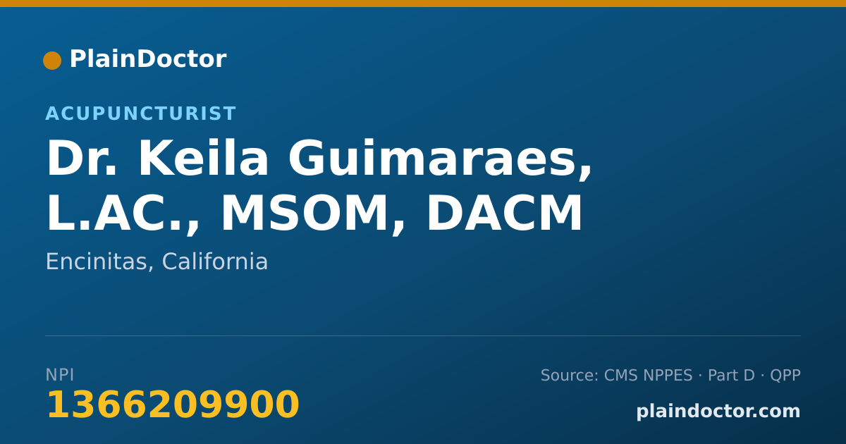 Shareable card for Keila Guimaraes, L.AC., MSOM, DACM - Acupuncturist, Encinitas, CA