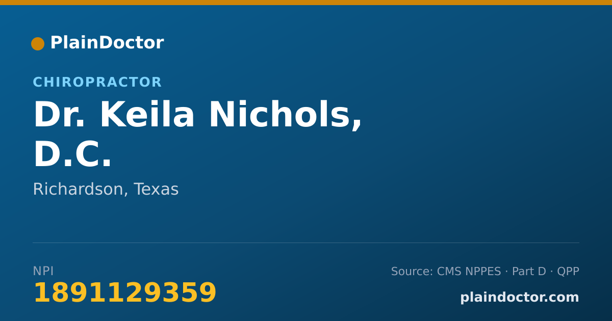 Shareable card for Keila Nichols, D.C. - Chiropractor, Richardson, TX
