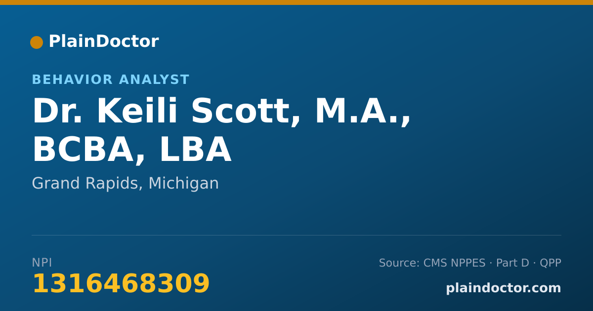 Shareable card for Keili Scott, M.A., BCBA, LBA - Behavior Analyst, Grand Rapids, MI