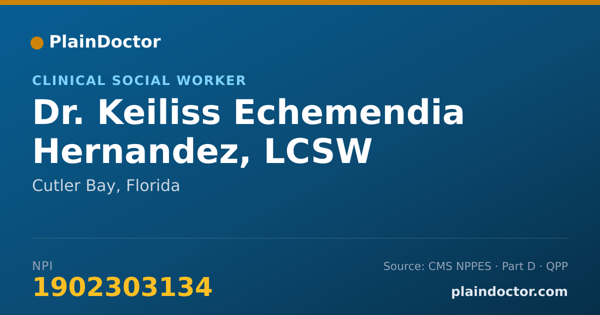 Shareable card for Keiliss Echemendia Hernandez, LCSW - Clinical Social Worker, Cutler Bay, FL