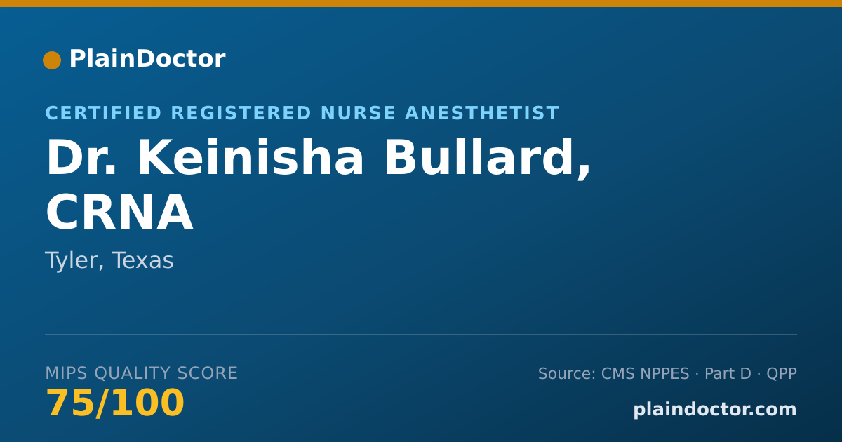 Shareable card for Keinisha Bullard, CRNA - Certified Registered Nurse Anesthetist, Tyler, TX