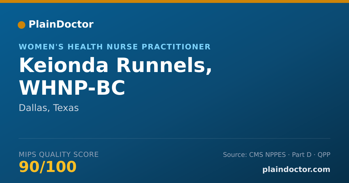 Shareable card for Keionda Runnels, WHNP-BC - Women's Health Nurse Practitioner, Dallas, TX