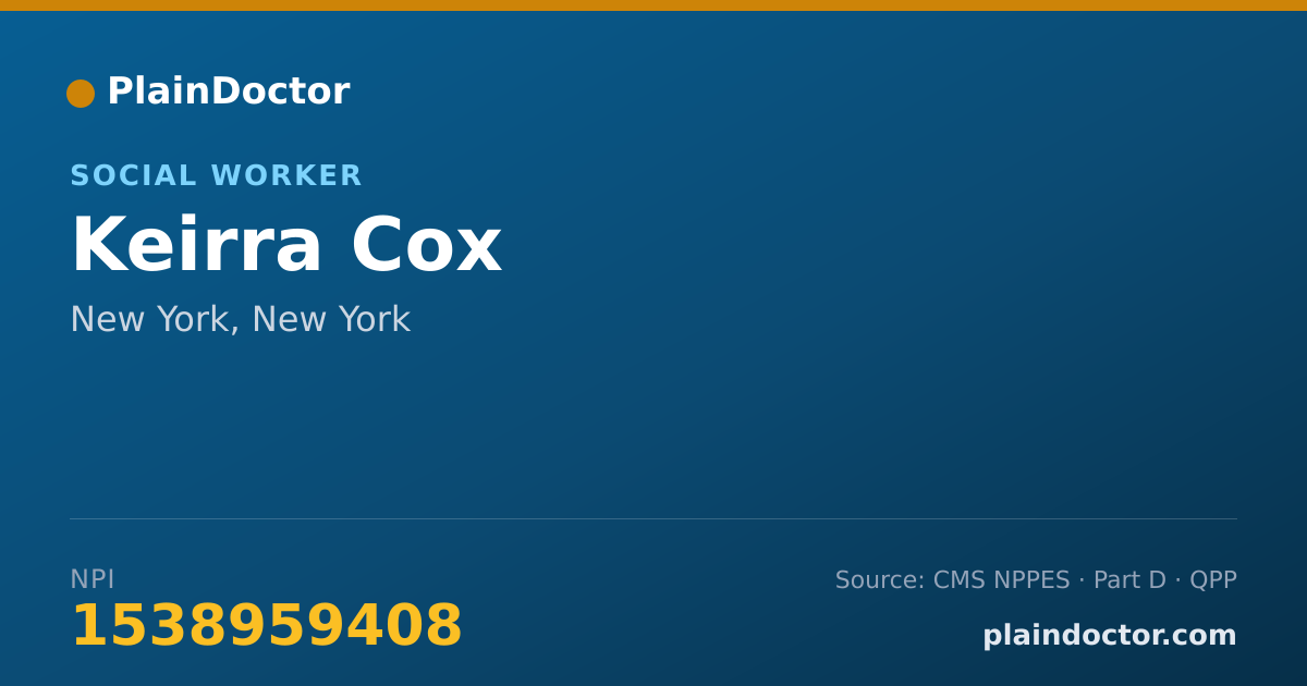 Shareable card for Keirra Cox - Social Worker, New York, NY