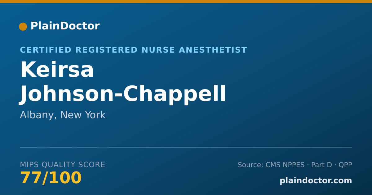 Shareable card for Keirsa Johnson-Chappell - Certified Registered Nurse Anesthetist, Albany, NY