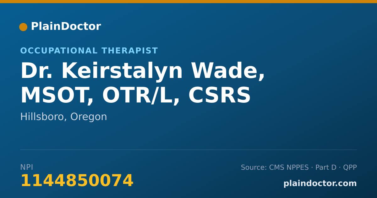 Shareable card for Keirstalyn Wade, MSOT, OTR/L, CSRS - Occupational Therapist, Hillsboro, OR