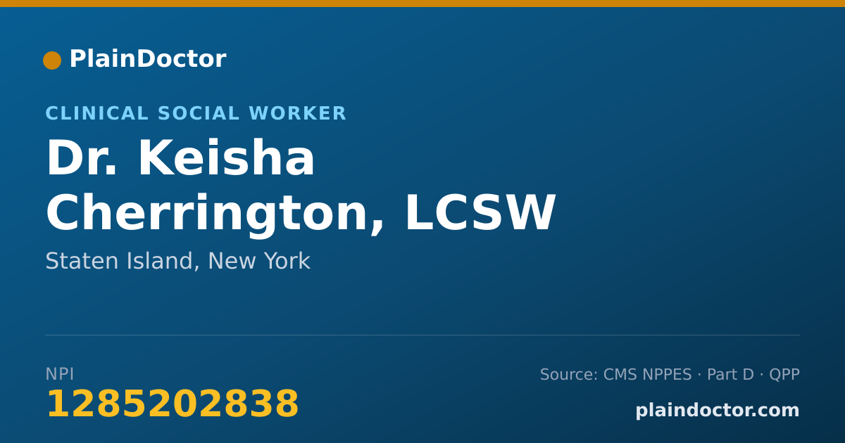 Shareable card for Keisha Cherrington, LCSW - Clinical Social Worker, Staten Island, NY