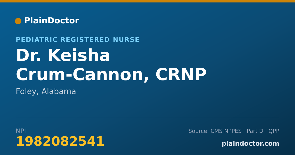 Shareable card for Keisha Crum-Cannon, CRNP - Pediatric Registered Nurse, Foley, AL