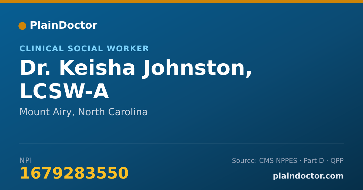 Shareable card for Keisha Johnston, LCSW-A - Clinical Social Worker, Mount Airy, NC