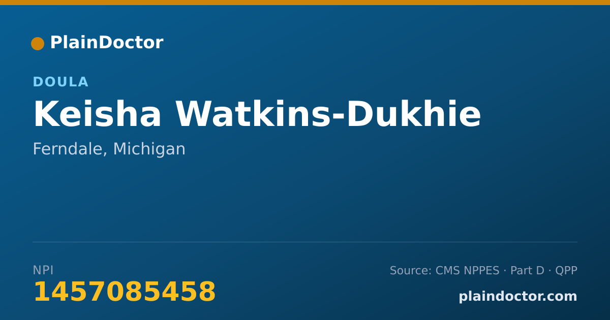 Shareable card for Keisha Watkins-Dukhie - Doula, Ferndale, MI