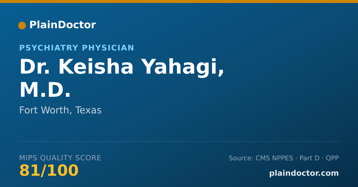 Shareable card for Keisha Yahagi, M.D. - Psychiatry Physician, Fort Worth, TX