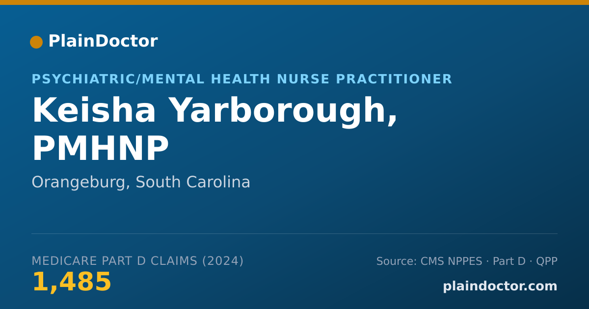Shareable card for Keisha Yarborough, PMHNP - Psychiatric/Mental Health Nurse Practitioner, Orangeburg, SC