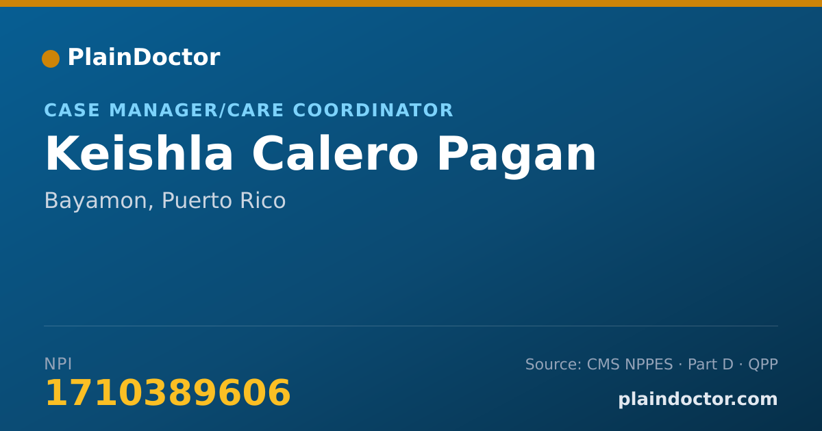 Shareable card for Keishla Calero Pagan - Case Manager/Care Coordinator, Bayamon, PR